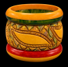 BB527 wide carved and handpainted plus pair 5/8" laminate bakelite bangles